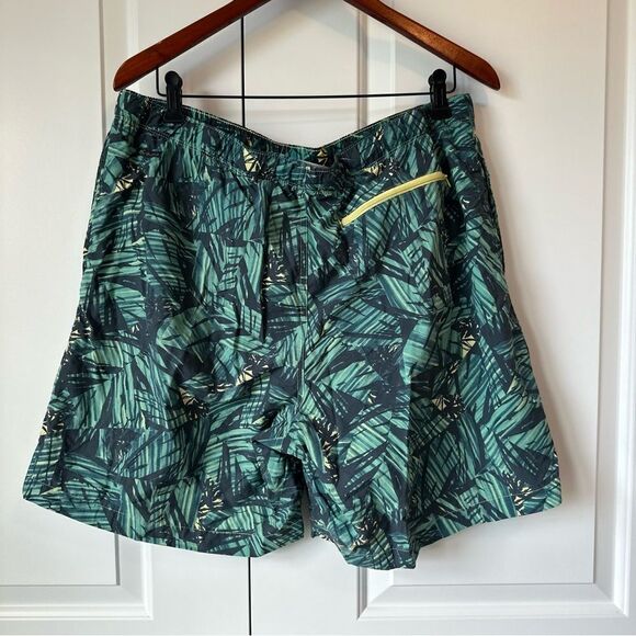 Columbia Men's Size L Blue and Green Tropical Floral Print Swim Trunk Shorts - Picture 3 of 4